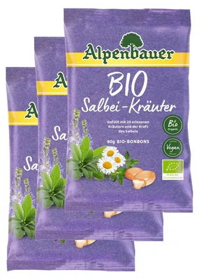 Zdjęcie produktu dla Alpenbauer– cukierki ziołowe z dziką szałwią, 90 g, opakowanie zawierające 3 sztuki
