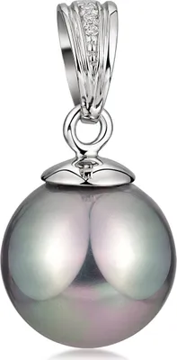 Eleganter Anhänger aus 925er Silber mit einer schimmernden grauen Perle und einem detailreich verzierten, mit Zirkonia besetzten Aufhänger für zeitlose Eleganz.