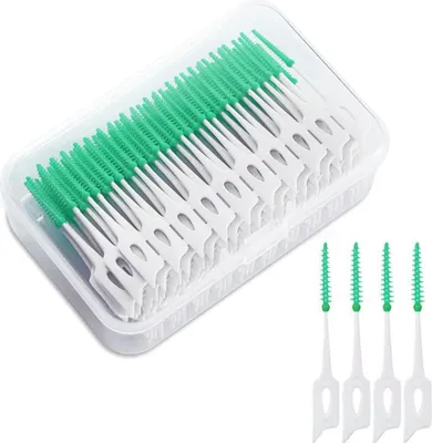 Image de 200 brossettes interdentaires en silicone souple pour le nettoyage des dents