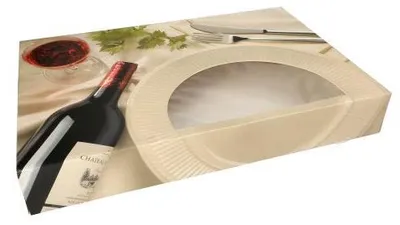 Produktbild von Transport- und Catering-Kartons 8 cm x 37,5 cm x 55,5 cm "Burgund" mit Sichtfenster, zweiteilig