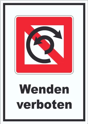 Produktbild von Wenden verboten Symbol und Text Wendeverbot A4 (210x297mm)