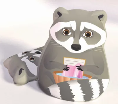 Produktbild von Dekokissen für Kinder, Kuscheltier Waschbär