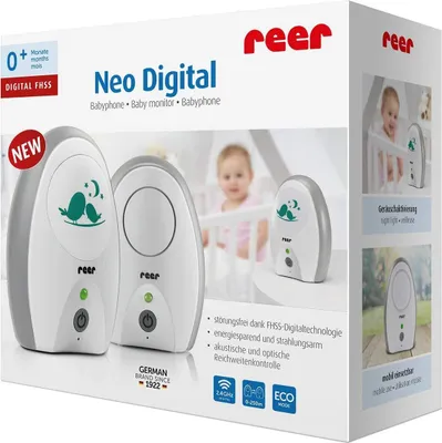 Produktbild von reer 50040, PMR Babyfon, 250 m, 2400 - 2400 MHz, FHSS, Grau, Weiß, Digital