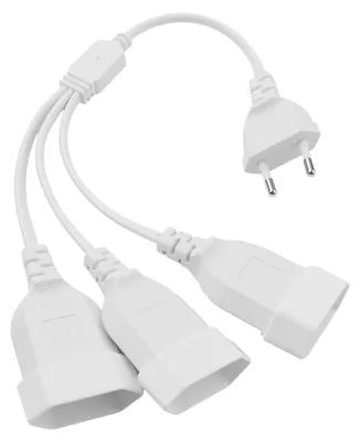 Productafbeelding van Verlengkabel 3-in-1, Eurostekker, 30 cm, Wit