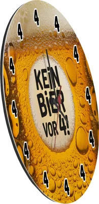 Produktbild von Kein Bier vor 4! Wanduhr aus Alu