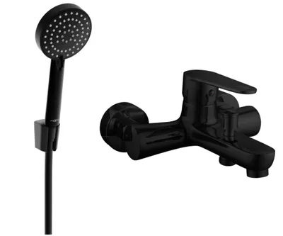 Zdjęcie produktu dla Mexen Kama R75 bateria wannowa z zestawem prysznicowym, czarna - 7253R75-70