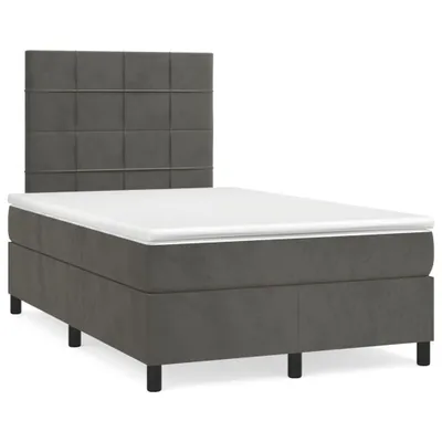 Produktbild von Boxspringbett mit Matratze Dunkelgrau 120x200 cm Samt