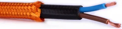 Produktbild von Stoffkabel 2x0,75mm² schwarz weiß gold rot braun orange - Farbe: Orange