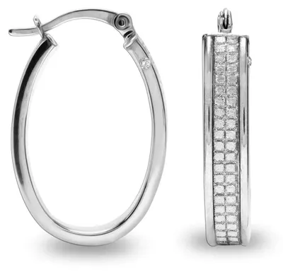 Imagen del producto de Aretes tipo aro para mujer, modelo Bibei Ovale, fabricados en plata de ley 925 con circonita, referencia BIPU087