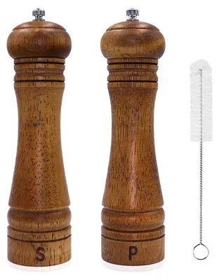 Salz- und Pfeffermühle aus Holz, 20 cm, manuell, mit Keramikmahlwerk