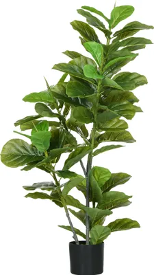 Produktbild von HOMCOM Künstliche Ficus-Pflanze, 110 cm, Kunstbaum mit 90 Blättern, Moos und Topf, dekorative Kunstpflanze für drinnen und draußen, Zuhause, Wohnzimmer, Grün