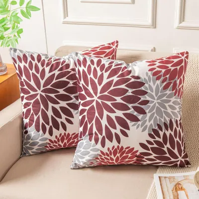 Obrázok produktu pre Poťahy na vankúše, zamat, vínová farba, 45x45 cm, sada 2 kusov, dekoratívne vankúše, štvorcové