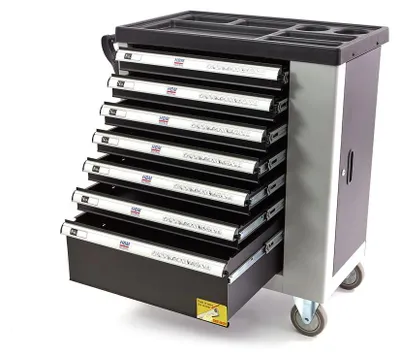 Produktbild von HBM Luxus-Werkzeugwagen mit 7 Schubladen – 77 cm – grau