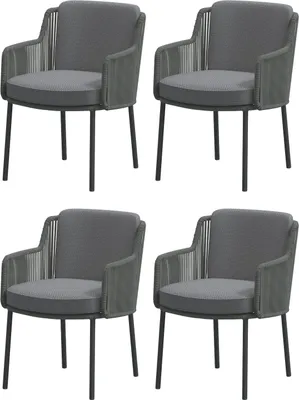 Produktbild von 4Seasons Outdoor 4x Dining Sessel Bernini platinum mit 2 Kissen Gartensessel Gartenstuhl