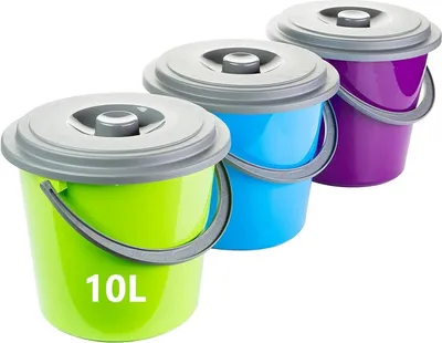 Produktbild von 3er Set  10L Eimer mit Deckel Plastik Kunststoff Futter Lebensmittelecht