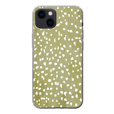 Produktbild von MuchoWow® Handyhülle Schutzhülle Hülle für iPhone 13 mini Polka dots - Weiß - Grün Silikon Softcase Handy Hülle - Softcase