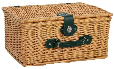 Zdjęcie produktu dla Koszyk piknikowy dla 2 osób z termoizolacją i zestawem naczyń | Kolor: Brązowy | Wymiary: 30x40x20 cm