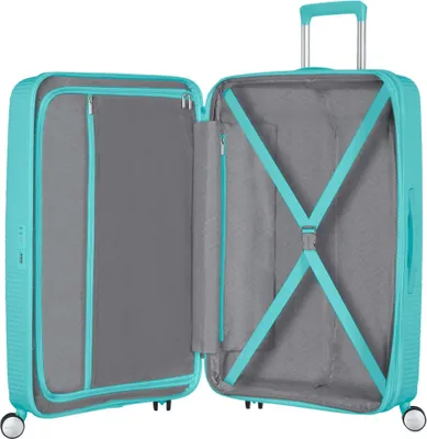 Immagine prodotto di American Tourister Sounbox Spinner Expandable 77cm Trolley Guscio rigido Blu 97 L Polipropilene (PP)