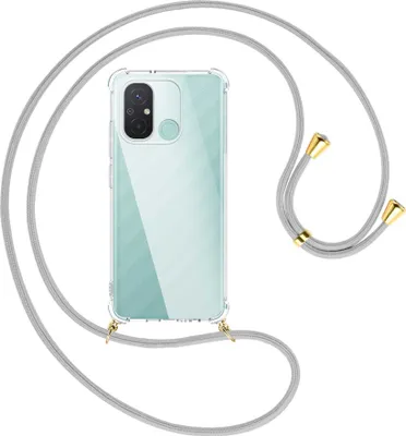 Produktbild von Handykette Backcover-Schutzhülle mit Band (Metall goldfarben) für Xiaomi Redmi 12C (6.71'') - silbergrau