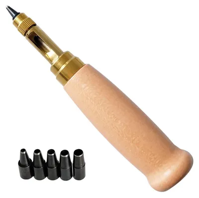 Obrázek produktu pro Automatický děrovací stroj, 6 dílů, 130 mm, s nastavitelným tlakem, vhodný pro práci s kůží, papírem a pro tvoření