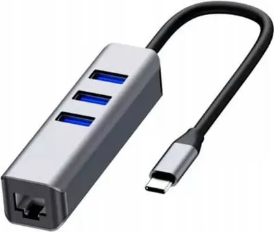 Zdjęcie produktu dla HUB Adapter USB-C Ethernet Gigabit RJ45 3x USB 3.0