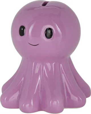 Produktbild von Keramik-Spardose für Kinder „Krake“, 14,5 cm – violett, H&L