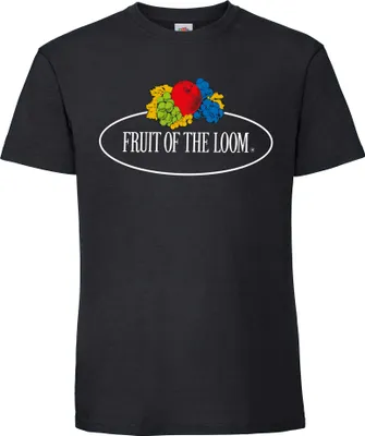 Produktbild von Fruit of the Loom Ringspun Premium T-Shirt mit Vintage-Logo auf der Brust Farbe: schwarz - Vintage-Logo groß Größe: XL