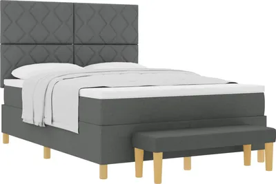 Produktbild von Boxspringbett mit Kissen Dunkelgrau 200 x 160 cm Stoff