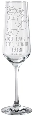 Produktbild von Mr. & Mrs. Panda Glas Widder Astologie - Transparent - Geschenk, Champagnerglas, Sektflöte, Kelchglas, Sektglas, Geburtstagsgeschenk, Horoskop, Sternzeichen, Astrologie