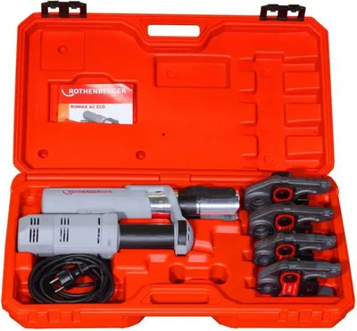Produktbild von Rothenberger elektrohydraulische Fitting - Pressmaschine ROMAX AC ECO, Set mit Pressbacken Kontur "TH"