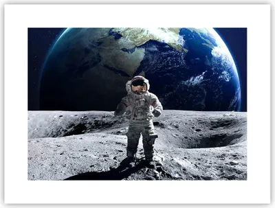 Produktbild von Poster - Poster ohne Rahmen - Astronaut Mond Erde Raum - 40x30 cm - Wand Bild - Wanddeko - Wandbilder - Kunstposter - Wandposter - Bilder - Kunstdruck - Wanddekoration - Wandbild - P2XAA40x30-2864