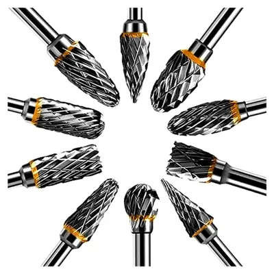 Produktbild von Hartmetall-Frässtifte mit Doppelschnitt, Hartmetall Rotationsfräser-Set Schaftfräser mit 1/8" Schaft, Bohrer, DIY-Holzbearbeitung, Schnitzen, Metallpolieren, Gravieren und Bohren