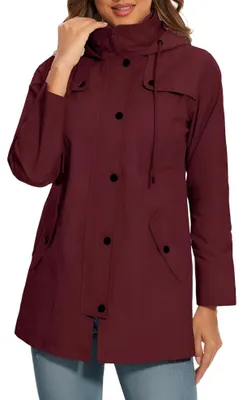 Produktbild von Damenmantel Regenjacke Atmungsaktiv Winddicht Bordeaux Rot M