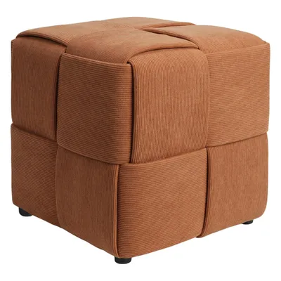 Produktbild von Theo&Cleo Sitzhocker Würfel Cord Polsterhocker Ottoman Fußhocker für Wohnzimmer & Schlafzimmer Orange