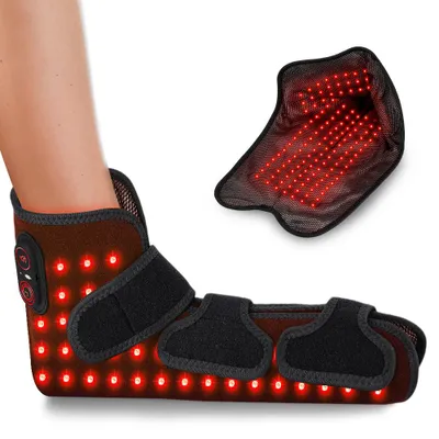 Produktbild von Wärmebandage Fußgelenk mit Rotlicht, elektrische Knöchelbandage mit 153 LEDs und 3 Temperaturstufen, wiederaufladbar für Damen und Herren