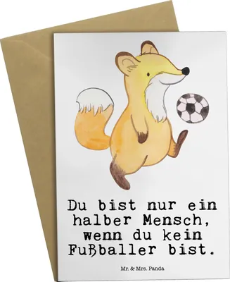 Produktbild von Mr. & Mrs. Panda Grußkarte Fußballer Herz - Weiß - Geschenk, einladungskarten, hochzeitskarten, Glücksbringer, osterkarte, dankeskarten, Fußballspruch, Beruf, Spruch