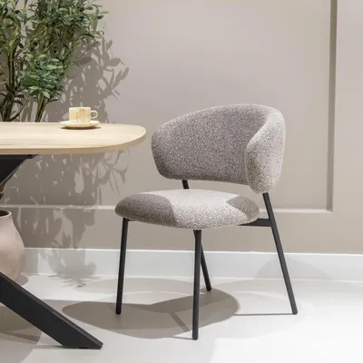Productafbeelding van Eetkamerstoel Feya Taupe/Zwart - Giga Meubel- Set van 2