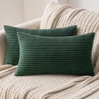 Produktbild von Set mit 2 Kissenbezügen aus Cord, dekorative Sofakissen, Zierkissenbezüge mit verdecktem Reißverschluss, 30 x 50 cm (12 x 20 Zoll)