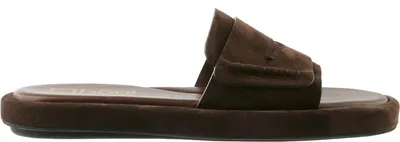 Produktbild von Högl Pantolette aus Veloursleder in Braun mit ultraleichter, rutschfester Sohle und Softline-Technologie