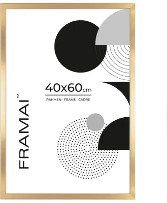 Produktbild von Framai® Bilderrahmen 40x60 GOLD MDF Umweltfreundlichem Rahmen mit Bruchsicheren Plexi, Aufhänger und Aufsteller