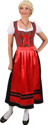Produktbild von O9693-46 rot-kariert-schwarz Damen Trachten Kleid Dirndl Gr.46
