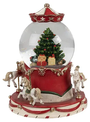 Obrázok produktu pre Snehová guľa Clayre & Eef Ø 14x19 cm Červené sklo Vianočné