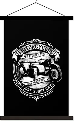 Produktbild von MuchoWow® Textilposter Mancave - Motorrad - Vintage - Zitate 120x180 cm mit schwarzem Rahmen - Fotos