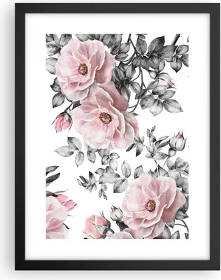 Produktbild von Gerahmtes Poster - Schwarzer Rahmen - Blumen Blätter Pflanze Rose - 30x40 cm - Wand Bild - Wanddeko - Wandbilder - Wandposter - Bilderrahmen - Bilder - Kunstdruck - Wandbild - P2BPA30x40-2952