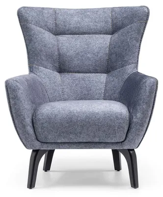 Produktbild von Sessel Wohnzimmer Ohrensessel Stoffsessel Grau Polster Einsitzer Sitz