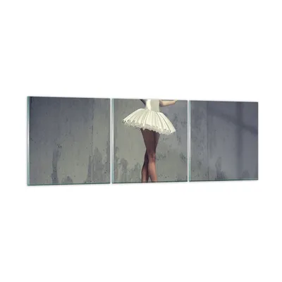 Produktbild von Bilder auf glas - 3 Teile - Ballerina Weiß Wand - 150x50cm - Glasbilder - Wandbilder - Bilder - zum Aufhängen bereit - Wanddekoration aus Glas - Glas Bilder - Wandbild auf Glas - GCA150x50-4344