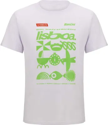 Image de T-shirt à manches courtes Santini La Vuelta Lisbona, couleur blanche, taille S, pour homme