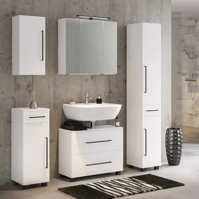 Produktbild von Badmöbel Set 5-teilig inkl. 70 cm Waschbeckenunterschrank in weiß MANLY-03