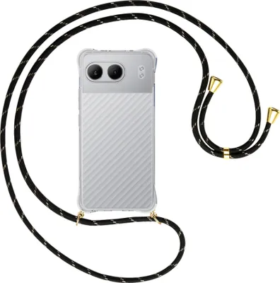 Produktbild von Handykette Backcover-Schutzhülle mit Band (Metall goldfarben) für OnePlus Nord 4 5G - schwarz/gold