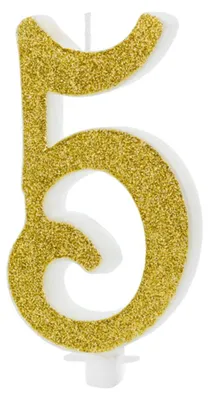 Produktbild von Geburtstagskerze Zahlen 0 bis 9 gold glitzernd 10cm